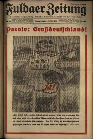 Ausgabe vom Samstag, den 09. April 1938.