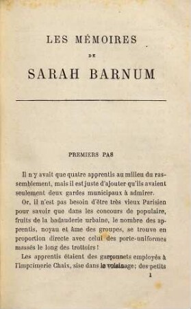 Les mémoires de Sarah Barnum