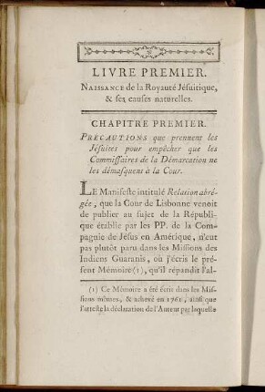 Livre Premier. Naissance de la Royauté Jésuitique, & ses causes naturelles.