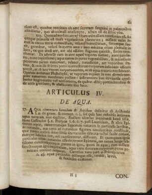 Articulus IV. De Aqua.