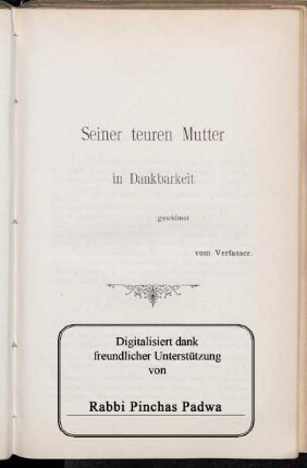 Seiner teuren Mutter ...