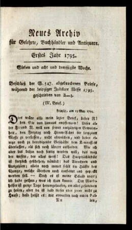 Sieben und acht und dreyssigste Woche