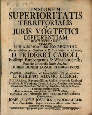 Insignis superioritatis territorialis et iuris vogtetici differentia demonstrabat