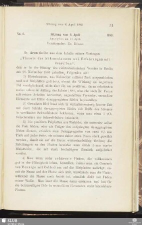 No. 6. Sitzung vom 6. April 1883