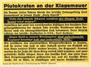 NS-Propagandazettel "Parole der Woche", Nr. 51, mit antibritischer Polemik