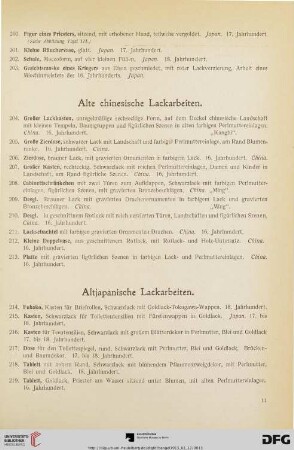 Alte chinesische Lackarbeiten (Nr. 204-213)