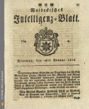 No. 4. Dienstag, den 28ten Januar 1806