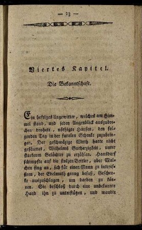 Viertes Kapitel. Die Bekanntschaft.
