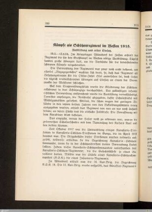 Kämpfe als Schützenregiment im Westen 1918