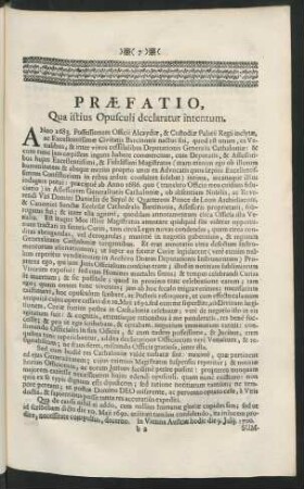 Praefatio, Qua istius Opusculi declaratur intentum.