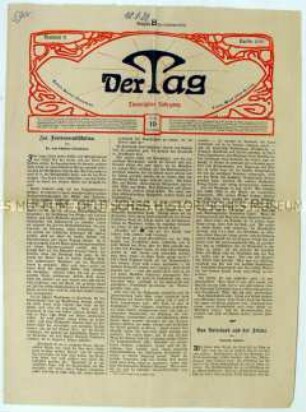 Fragment der Berliner Tageszeitung "Der Tag" zum Inkrafttreten des Versailler Vertrages