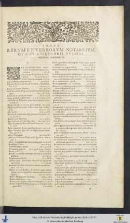 Index Rerum Et Verborum Notabilium.