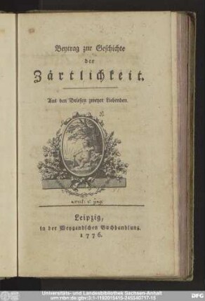 Beytrag zur Geschichte der Zärtlichkeit : Aus den Briefen zweyer Liebenden