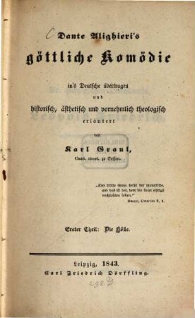 Dante Alighieris göttliche Komödie, 1. Die Hölle