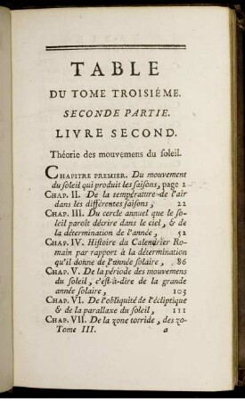 Table Du Tome Troisiéme.