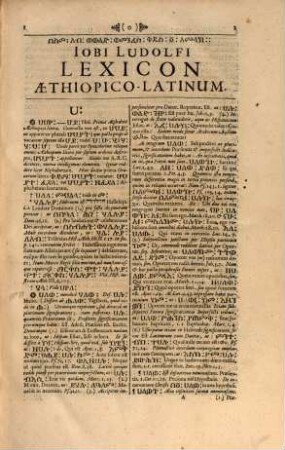 Iobi Ludolfi Lexicon Aethiopico-Latinum : Ex Omnibus Libris Impressis, Et multis Msstis contextum ; Accedit Index Latinus Copiosissimus
