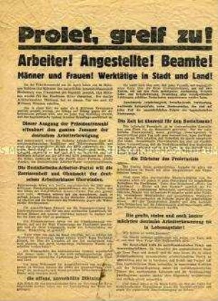 Flugblatt der SAP zur Landtagswahl in Preußen 1932