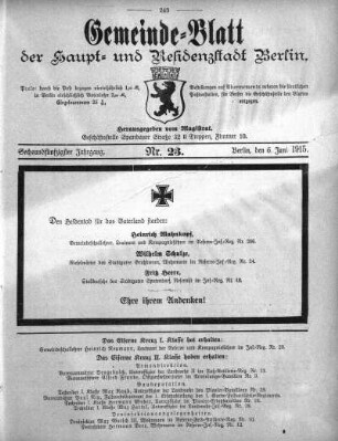 1915,23: Nr. 23, 6. Juni 1915