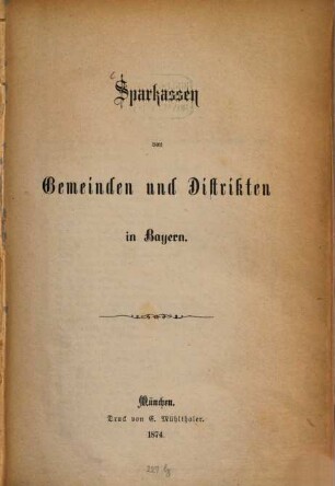 Sparkassen von Gemeinden und Distrikten in Bayern