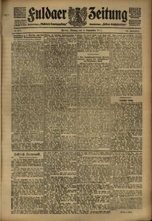 Ausgabe vom Montag, den 04. September 1911.