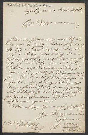 Brief an Friedrich Wilhelm Jähns : 10.05.1871