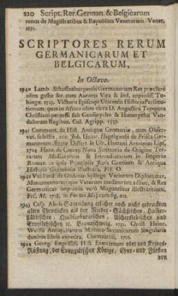 Scriptores Rerum Germanicarum Et Belgicarum, In Octavo