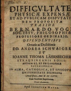 Difficultates physicae expensae