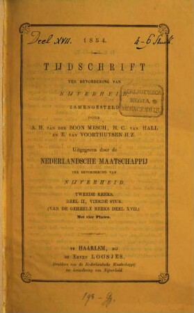 Tijdschrift ter bevordering van nijverheid. 17,2. 1854 = Reeks 2, Deel 2