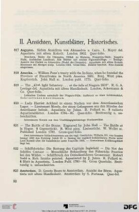 II. Ansichten, Kunstblätter, Historisches (Nr. 817-1034)