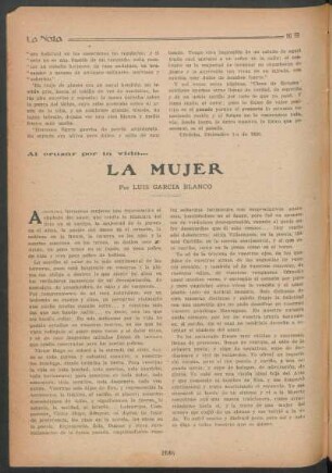La mujer : Al cruzar por la vida...