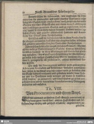 Tit. VIII. Von Procuratorn und ihrem Ampt