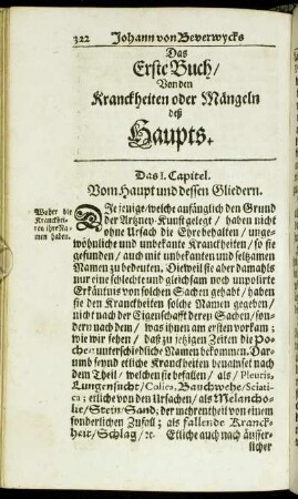 Das Erste Buch/ Von den Kranckheiten oder Mängeln deß Haupts.