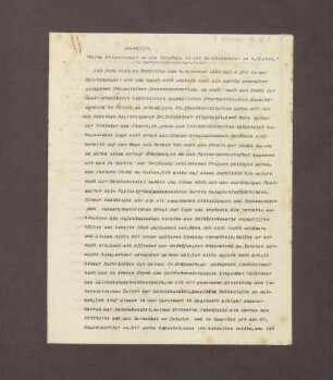 Bericht von Otto von Schlieben über die Vorgänge in der Reichskanzlei am 09.11.1919