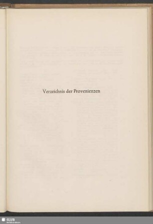 Verzeichnis der Provenienzen