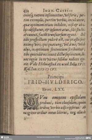 Principi Frid. Hulderico. Epist. LXX.