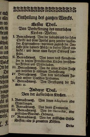 Eintheilung des gantzen Wercks.