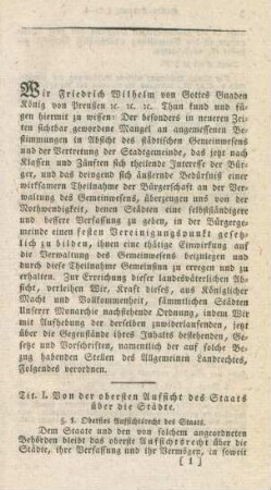 Städte-Ordnung §. 1 - 208