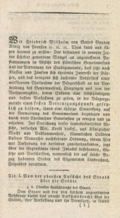 Städte-Ordnung §. 1 - 208