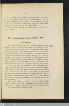IX. Papierfabrikation und verwandte Gebiete