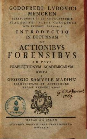 Introductio in doctrinam de actionibus forensibus