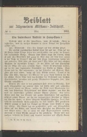 Beiblatt N° 3. Mai. 1882