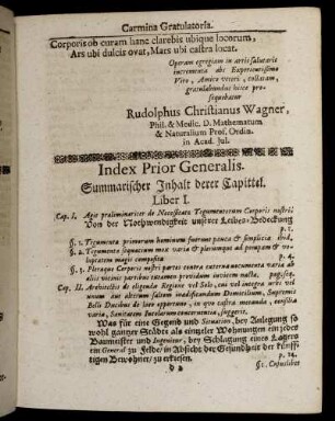 Index Prior Generalis. Summarischer Inhalt derer Capittel.