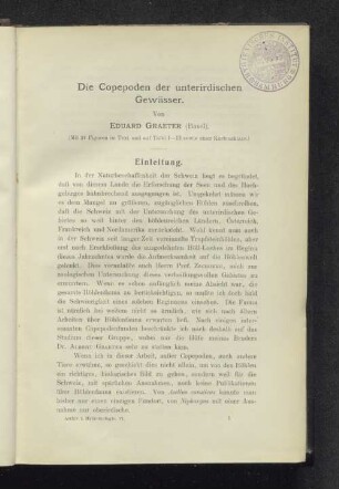 Die Copepoden der unterirdischen Gewässer.