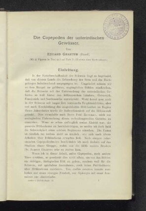 Die Copepoden der unterirdischen Gewässer.