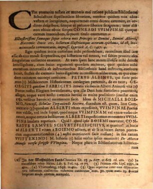 [Pr. quo] ... C. Wimpinae vitam Alberti Animosi, Saxonum Ducis, carmine descriptam commendat