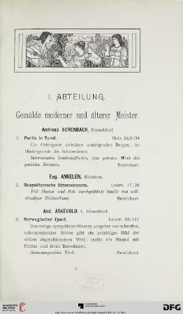 I. Abteilung (Nr. 1-228)