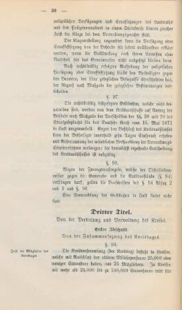 Dritter Titel. Von der Vertretung und Verwaltung des Kreises