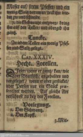 Cap. XXXIV. Hecht. Forellen