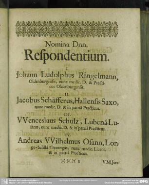 Nomina Dnn. Respondentium ...
