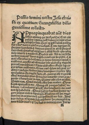 Passio domini nostri Jesu christi ex quattuor Evangelistis diligentissime collecta.